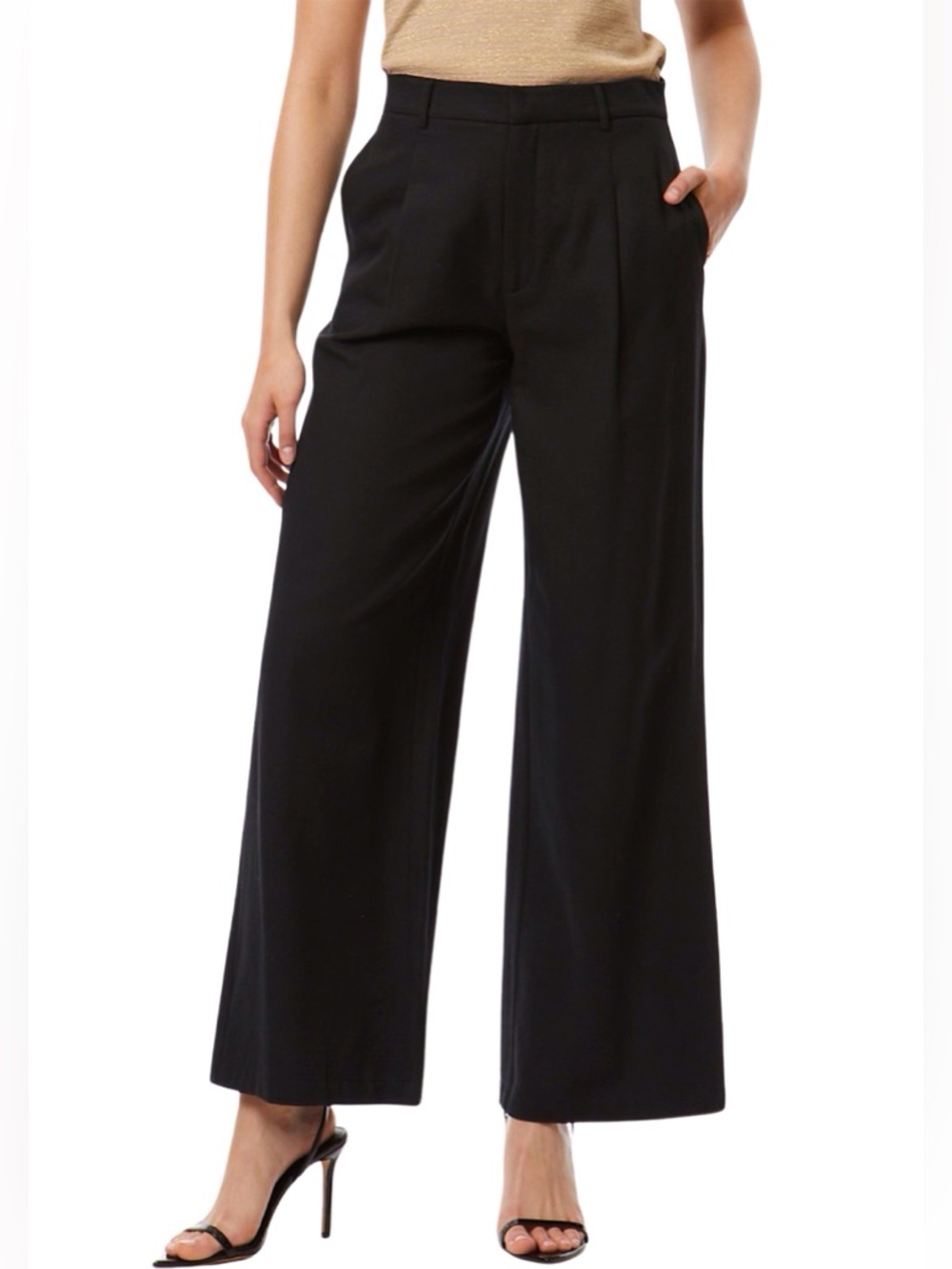 Adrienne Landau Wide-Leg Black Dress Pants